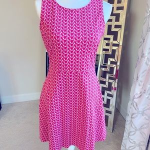 New York and Company pink and white print dress. Size Medium. Fit and flare.